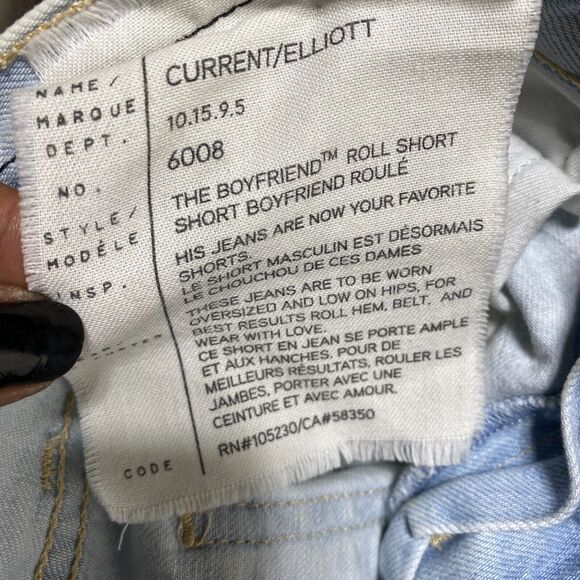 Current Elliott Boyfriend The Rolled Shorts Size 24/0 Jeans Denim Open Sky Blue - Picture 5 of 9